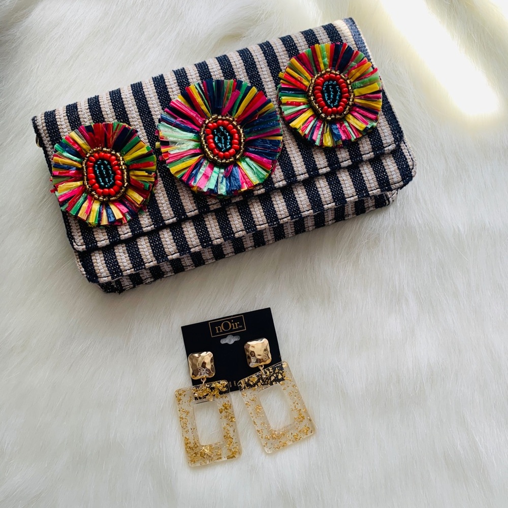 Noir Open Rectangle Drop Earrings